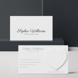 white heart minimalist neutral business card