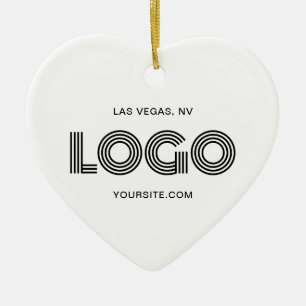 White Heart Modern Logo Ceramic Tree Decoration