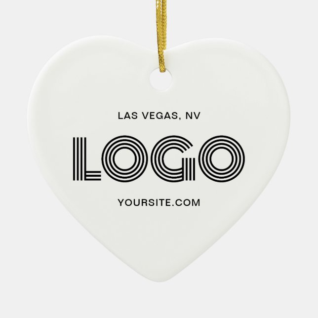 White Heart Modern Logo Ceramic Tree Decoration (Front)