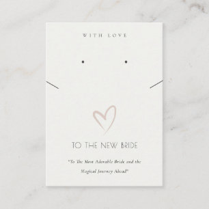 WHITE HEART NEW BRIDE GIFT NECKLACE EARRING PLACE CARD