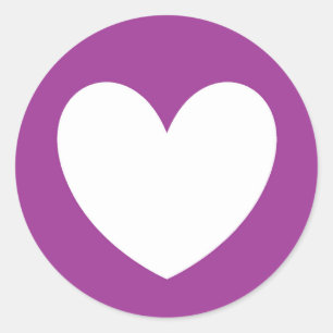 White heart on Purple Cactus Flower purple Classic Round Sticker