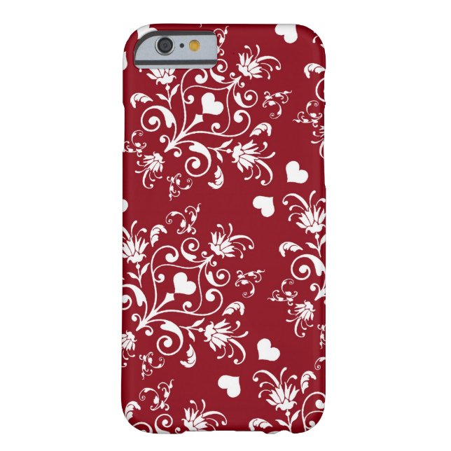 white heart on red romantic love damask Case-Mate iPhone case (Back)