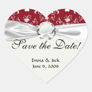 white heart on red romantic love damask sticker