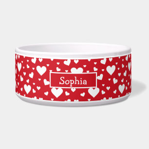 White Heart Pattern On Red With Custom Name