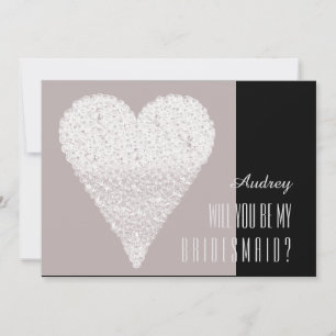 White heart shape Will you be my Bridesmaid? Invitation