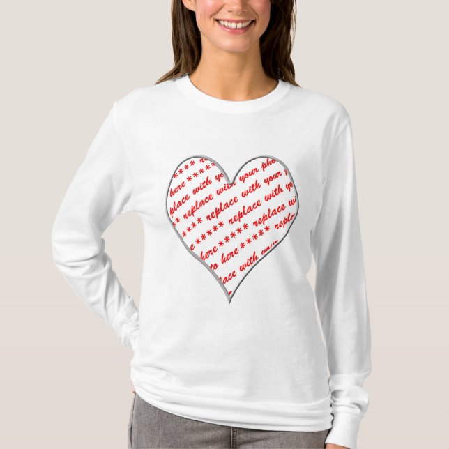 White Heart Shaped Photo Frame T-Shirt (Front)