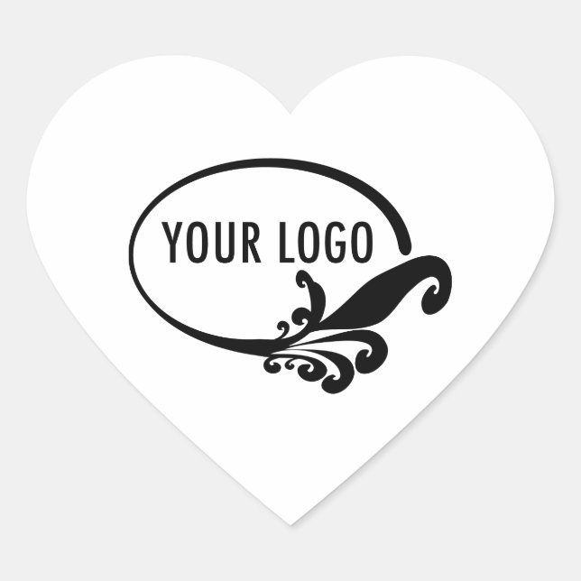 White Heart Stickers Labels Custom Business Logo (Front)
