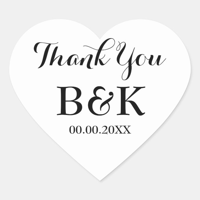 White heart wedding envelope seals favour stickers (Front)