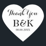 White heart wedding envelope seals favour stickers<br><div class="desc">White heart shaped wedding favour thank you stickers. Black and white or custom background colour. Elegant script typography. Use as romantic envelope seals / sealers or as monogrammed wedding favour label for thanking guests. Cute love symbol shape with stylish text. Also handy for other occasions like engagement party, anniversary etc....</div>