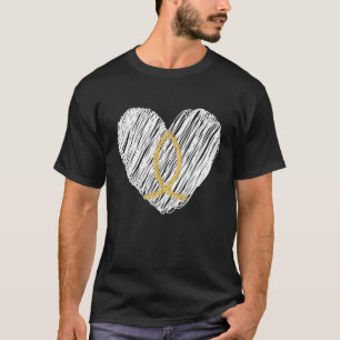 White Heart With Gold Christian Fish Symbol T-Shirt