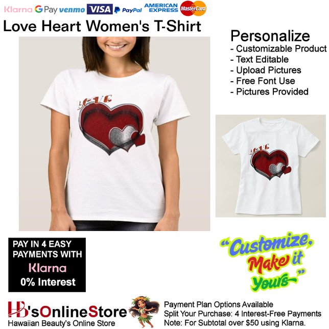 White Heart Women's T-Shirt  (Love Heart Women's T-Shirt with White Background.)