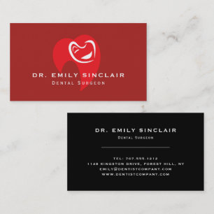 White Hearted Tooth Logo, Dentistry, Dentist Business Card
