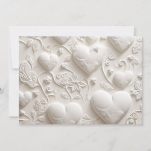 White Hearts Blank (Embossed Look)  Invitation