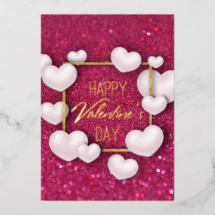 White Hearts Burgundy Glitter Valentine's Day