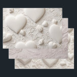 White Hearts (Embossed Look)  Wrapping Paper Sheet<br><div class="desc">White Hearts (Embossed Look) Wrapping Paper Sheets</div>