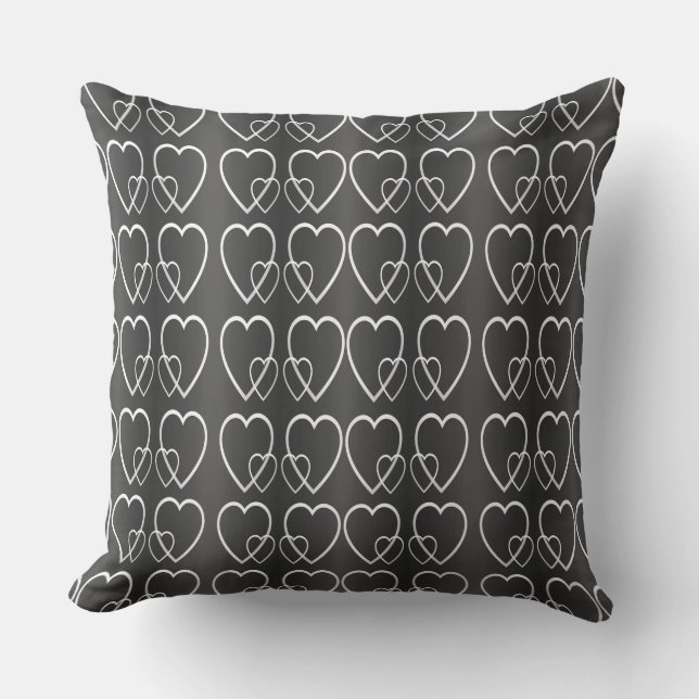 White hearts on grey cushion (Front)