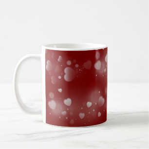 White Hearts on Red Background Coffee Mug