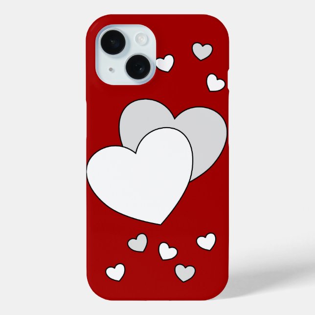 White Hearts on Red Case-Mate iPhone Case (Back)
