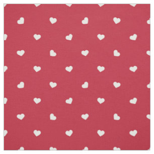 White Hearts On Red Fabric