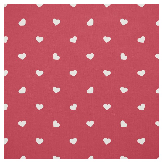 White Hearts On Red Fabric (Swatch)
