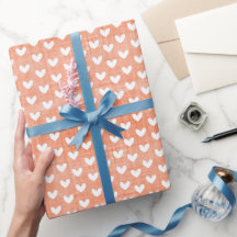 White Hearts on Tangerine Linen