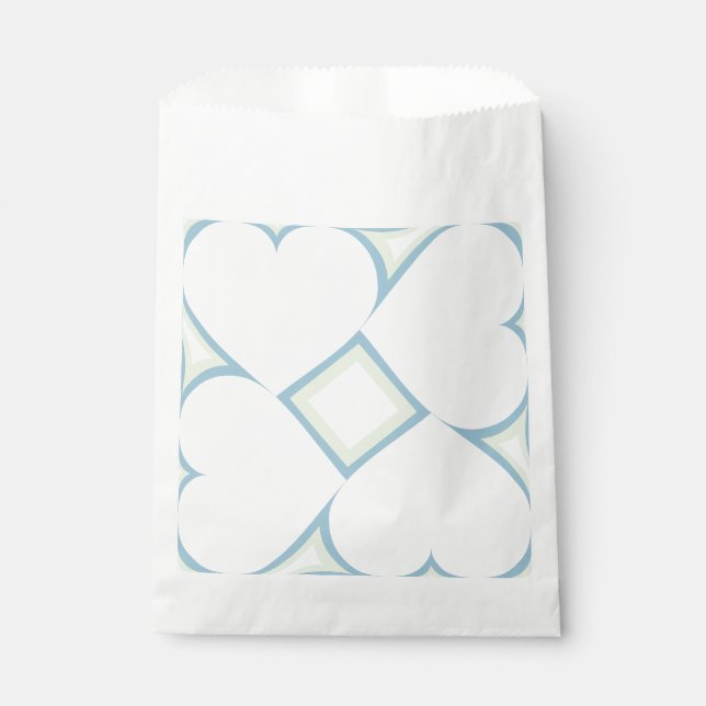 White Hearts Pattern with Blue Favour Bags (Front)