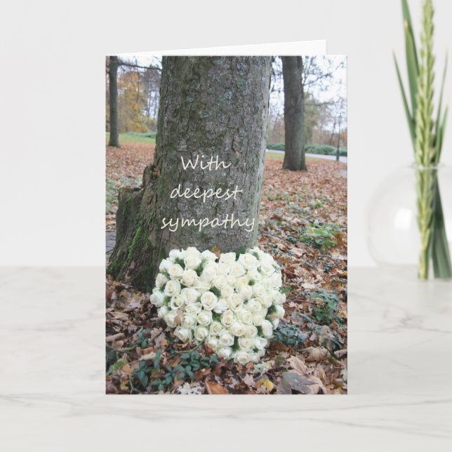 white heartshaped roses sympathy card (Front)