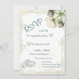 White Hellebore Watercolour Florals RSVP Card