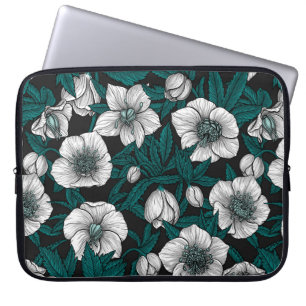 White Hellebores with blue leaves Laptop Sleeve