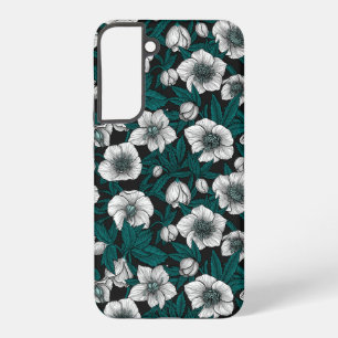 White Hellebores with blue leaves Samsung Galaxy Case