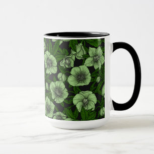 White Hellebores with leaves Mug