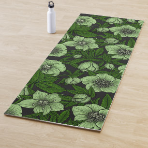 White Hellebores with leaves Yoga Mat
