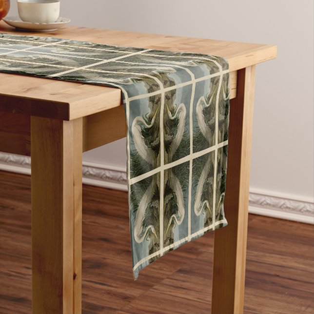 White Heron, Great Egret, Audubon Birds of America Short Table Runner (In Situ)