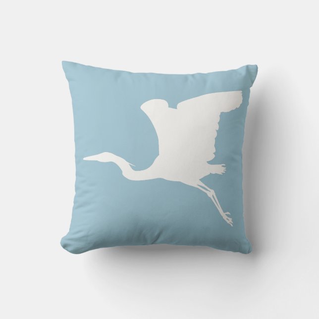 White Heron in Flight Cushion (Front)