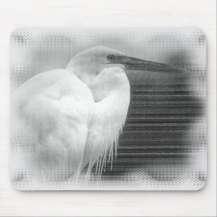White Heron Mouse Pad