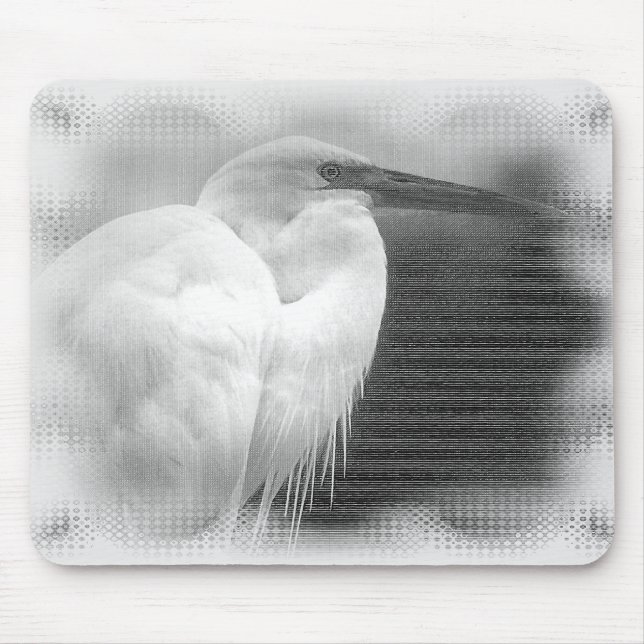 White Heron Mouse Pad (Front)