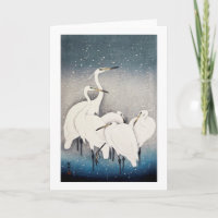 White Herons in the Snow, Ohara Koson, Woodcut