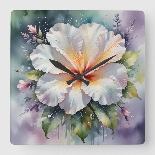 white hibiscus dream clock (Front)