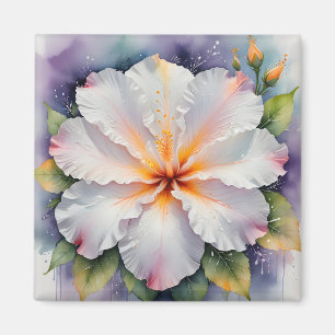 white hibiscus flower magnet