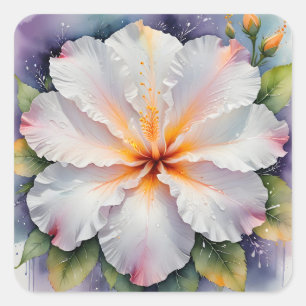 white hibiscus flower stickers