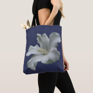 White Hibiscus Flower Tote Bag
