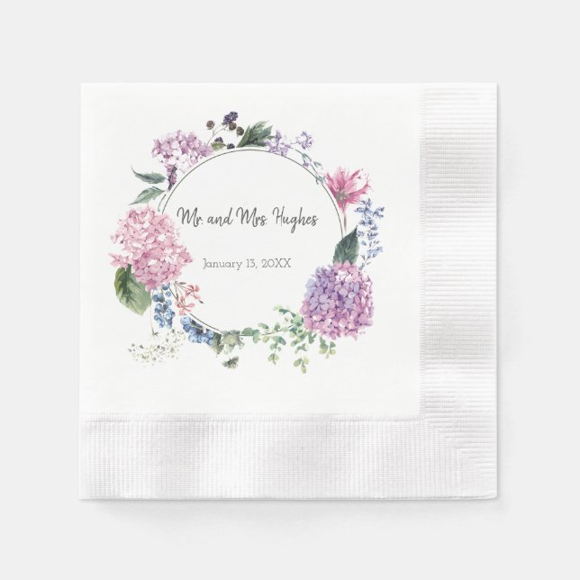 White hibiscus flower wedding napkin (Front)
