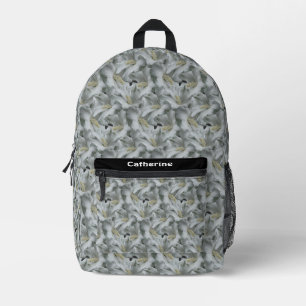 White Hibiscus Flowers Bouquet Personalised Printed Backpack