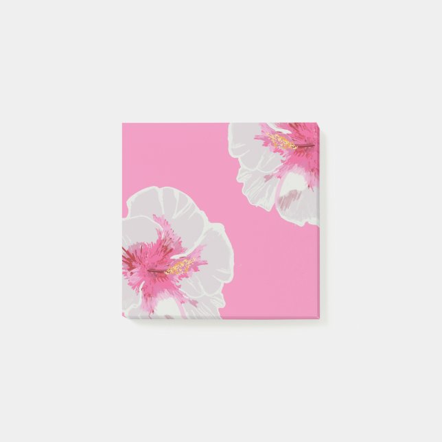 White Hibiscus Flowers Custom Post-it Notes (Front)