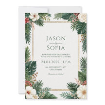 White Hibiscus Gilded Tropical Border Wedding