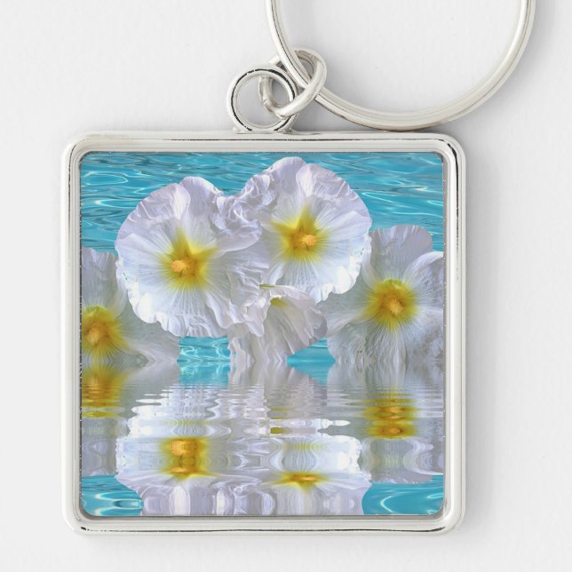 White Hibiscus Key Ring (Front)