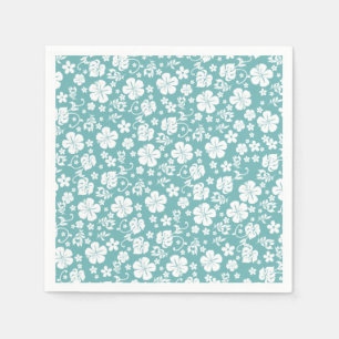 White Hibiscus on Teal Tropical Chic Napkin