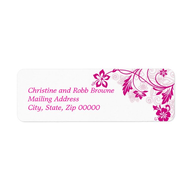 white hibiscus swirls ~ mailing label (Front)