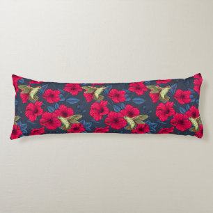 White Hibiscus Tropical Floral Pattern Body Cushion