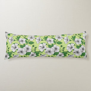 White Hibiscus Tropical Floral Pattern Body Cushion